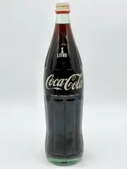 Vtg Coca-Cola 1990 Barcelona Spain 1 Liter Litro Spanish Full Glass Coke Bottle