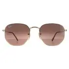 Ray-Ban Sunglasses Hexagonal RB3548N 912443 Arista Gold Brown Grey Gradient 54mm