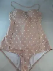NWOT One Teaspoon Polka Dot 1pc Swimsuit Vintage Pin-Up US(4) AUS (8) light tan