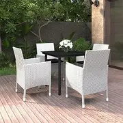 5 Piece Garden Dining Set Poly Rattan and Glass, Garden Furniture Sets