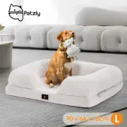Petzly Memory Foam Dog Bed Pet Sofa Calming Bed Washable Removable White Large
