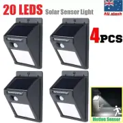 4PCS 20 LED Solar Powered PIR Motion Sensor Light Garden Outdoor Security Lights