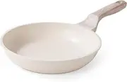 hansubute Induction Ceramic Nonstick Frying Pan,Light Weight Skillet,Healthy Non Toxic Omelet Pan,All Stoves Compatible Egg Pan (White, 8inch)