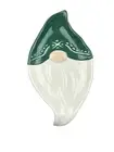 Cracker Barrel Stoneware Green & White Gnome Tidbit Plate 8” x 4.5” NEW