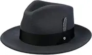 [Stetson] Burdock Fedora Wool Hat - Black Hat - Classic Bogart Style - Water-Repellent with Asahi Guard - Autumn/Winter - Unisex