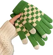 [JINZIJINYU] Winter Knitted Touchscreen Gloves Winter Plaid Touch Screen Gloves Wool Cold Protection Plus Velvet Cycling Ski Gloves