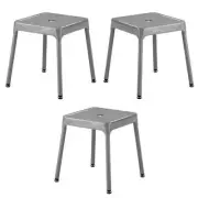 Home Square 15.5"W x 15.5"H Steel Guest Stool in Glossy Silver - Set of 3