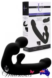 NEW Strap U Tri Volver Vibrating Strapless 8.3 inch Silicone Strap On, Strap-On