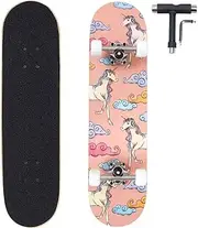 ANNEE 31x8 Inch Skateboard Complete for Beginners,7 Layer Maple Wood Double Kick Concave Skate Boards, Tricks Skateboards for Youths,Beginners,Girls,Boys,Kids,Teens,Adults