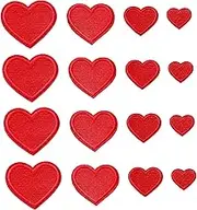 Zlettery 24pcs Red Heart Iron on Patches, Heart Embroidered Patches for Clothing, Jackets, Hats,Backpacks, Jeans