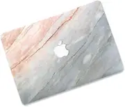 Marble White with Apple Cut Out Logo - MacBook Case - MacBook Air Pro 13" inch + Free Keyboard Cover Clear Keyboard Cover (Free) A2338 MacBook Pro 13" (2020 M1)