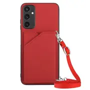 For Samsung Galaxy A15 4G Case Leather+TPU Phone Cover with Shoulder Strap and Card Holder