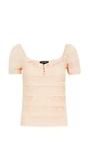 Dorothy Perkins Lace Square Neck Top Blouse In Peach/Pale Pink Size UK12 RRP £20