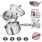 Versatile Stainless Steel Saucepan with Steamer and Ergonomic Handle Design
