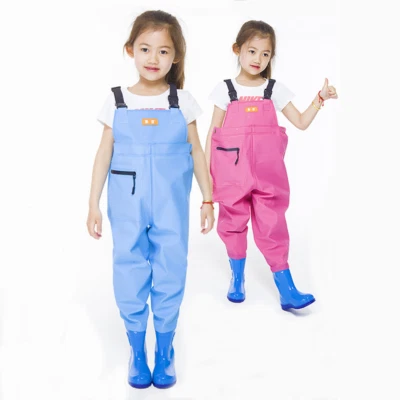 Kids Chlidren Chest Waders PVC Waterproof Pants waders Ourdoor Play Fishing Wear