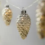 10 Warm White Battery Operated LED Antique Pinecone Decoration String Lights 6'