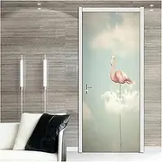 Door Stickers White Polar Bear Door Sticker Lovely Animal Wallpaper Decal Removable Self-Adhesive Mural Poster Home Bedroom(H,95x215cm)