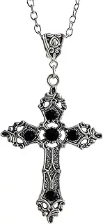 [KieTeiiK] Necklaces for Women, Vintage Gemstones Cross Necklace Light Luxury Women Clavicle Chain Punk Gothic Choker for Women Girls Religious Jewelry