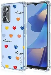 [SEAHAI] Case for Oppo A54s / Oppo A16 / Oppo A16s, Colourful Beautiful Flowers Ultra Thin Transparent Mobile Phone Case Soft Silicone TPU Bumper Shockproof Case Protective Case - Love