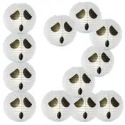 BULK PACK (12) 14" Spooky Shyguy Two-face Ghost Halloween Paper Lantern, Design
