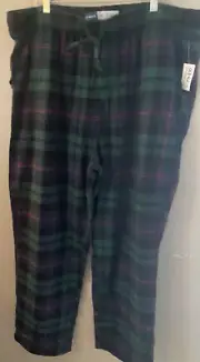 Old Navy Sleep Pants Mens XXL Green Plaid/Check Drawstring Xmas Pajama PJ NWT