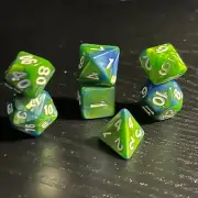 Dungeons & Dragons/D&D Polyhedral Dice By Foam Brain - Blue & Green Swirl (7)
