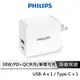 【享4%點數回饋】PHILIPS 飛利浦 30W TYPE C 充電器 PD快充 QC快充頭 IPHONE 充電頭 DLP5320C-7S