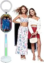 Photo Booth Machine with Touch Screen Mirror Photo Booth with Flight Case for Party Wedding Events (White B, Photo Booth Machine)