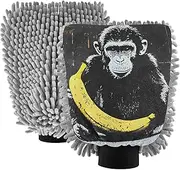 XYMZR Monkey Banana Yellow Absorbent Microfiber Car Wash Mitt, Funny Cute Anime Scratch Free for Cars Cleaning, Home Cleaning Mitts, 2 Pack, 10.24” L x 7.09” W