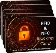 [SAITECH IT] 5 PK RFID Blocking Cards Protect Your Entire Wallet, Purse, and Cards from NFC Contactless Theft Wallet for Men & Women - Orange Black, Orange Black, 5 Pack SL, Rf