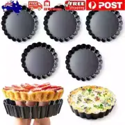 6x Flan Tin Tart Pie Pan Fluted Cake Baking Tray Non Stick Loose Base Mold Tools
