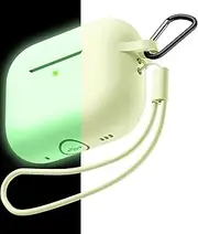 [Getino] Airpods Pro 2nd Generation Case 2022, Night Glow Protective Cover Silicone Skin Case Compatible for Apple Airpods Pro 2 with Keychain/Lanyard Accessories,Front LED Visible (Nightglow Green)