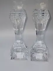 24% Lead Crystal 7" Candle Stick Czech Republic Bohemia Art Deco Style