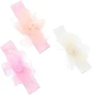 IWOWHERO 3Pcs Lace Flower Headbands Elegant Hair Accessories for Comfortable Elastic Design for Parties and Costumes Skin Friendly Materials