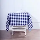 Navy Blue White Buffalo Plaid 54" Square Polyester Tablecloth Picnic Linens