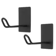 2pcs Self Adhesive Hooks Large Stainless Steel Towel Sticky Wall Hooks, Black
