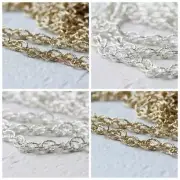 One Foot Plated Textured Brass Multiple Oval Ring Chain - 9x7.4mm (4487C)