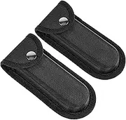 2Pcs Knife Sheath, Durable Nylon Pocket Knife Sheath, Folding Knife Holder for Belt with Snap Closure, Knife Sheath for Belt, for Outdoor and Daily Use, Black, Black