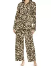 Nordstrom Women's Tan Shore Leopard Print Pajama Top And Bottom New In Package