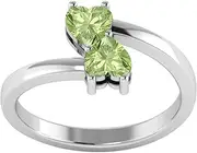 [Shine Jewel] Designer Heart Shape Green Peridot Gemstone 92.5 Sterling Silver Wedding Ring