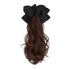 Ponytail Synthetic Wig Long Curly Hair Clip Lazy Temperament Sweet Bow Low B _da