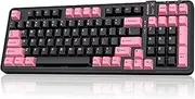 AUSDOM 98Pro Silent Wireless Mechanical Keyboard,Tri-Mode Bluetooth/2.4GHz/Type-C Hot Swappable Custom Keyboard with Backlit,Gasket Structure,Pre-lubed Tactile Switches(Black & Pink-slient)
