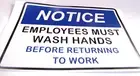 Two EMPLOYEES MUST WASH HANDS Die Cut Vinyl Decal Stickers 7 1/2" x 4 1/2" LOT