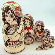 Matryoshka Russian Matryoshka Set of 10 Girl Wooden Stacking Toy Babushka Dolls Russian Nesting Doll Gifts Kids Toy The Perfect Blessing Gift