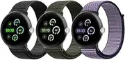 [BlackPro] Compatible with Google Pixel Watch 3 45mm 41mm Band, Adjustable Breathable Sport Strap for Google Pixel 3/2/1 Band for Men Women (A-Black+Nightblue+Army Green, Pixel Watch3(45mm))