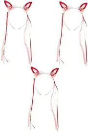[LIFKOME] Bunny Ear Headband Stuffed Bunny Party Headbands for Girl Bunny Ear Hair Decor Bunny Ears Hair Hoop Bunny Ears Girl Bunny Costume Accessories Headband with Rabbit Ears Red Plastic