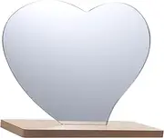 TOVINANNA Wooden Base Acrylic Heart Shape Makeup Mirror Table Desk Vanity Desk Mirror Irregular Mirror for Makeup