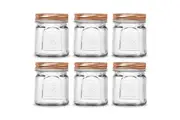 6PK Lemon Lime Square Modena 225ml Glass Jar Kitchen Storage Container Clear