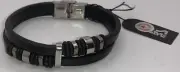 Surf Style Black Leather Anchor Bracelet Stainless Locking Clasp 657516