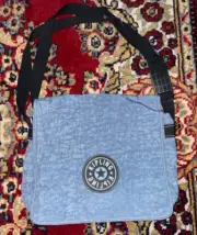KIPLING MESSENGER CROSSBODY LAPTOP CASE BAG TEAL BLUE NYLON 14" X 11" X 4"